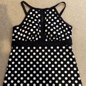 Lands End high neck tankini top polka dot size 12 D